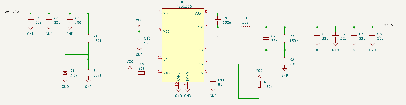 TPS51386 schematic. 6–24V input, 5.1V output, 8A output current.
