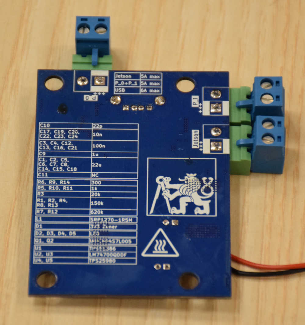 Back of the power board with printed BOM.